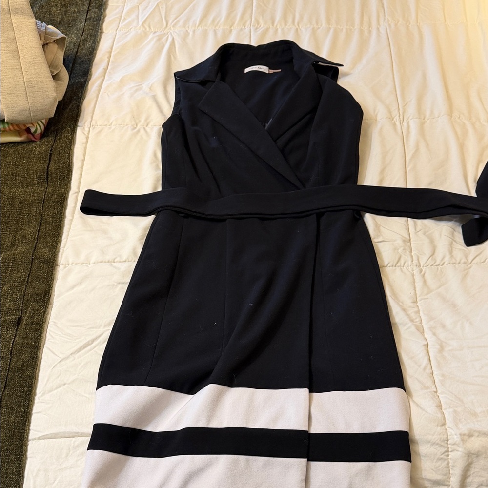 Calvin Klein Black and White Midi Dress